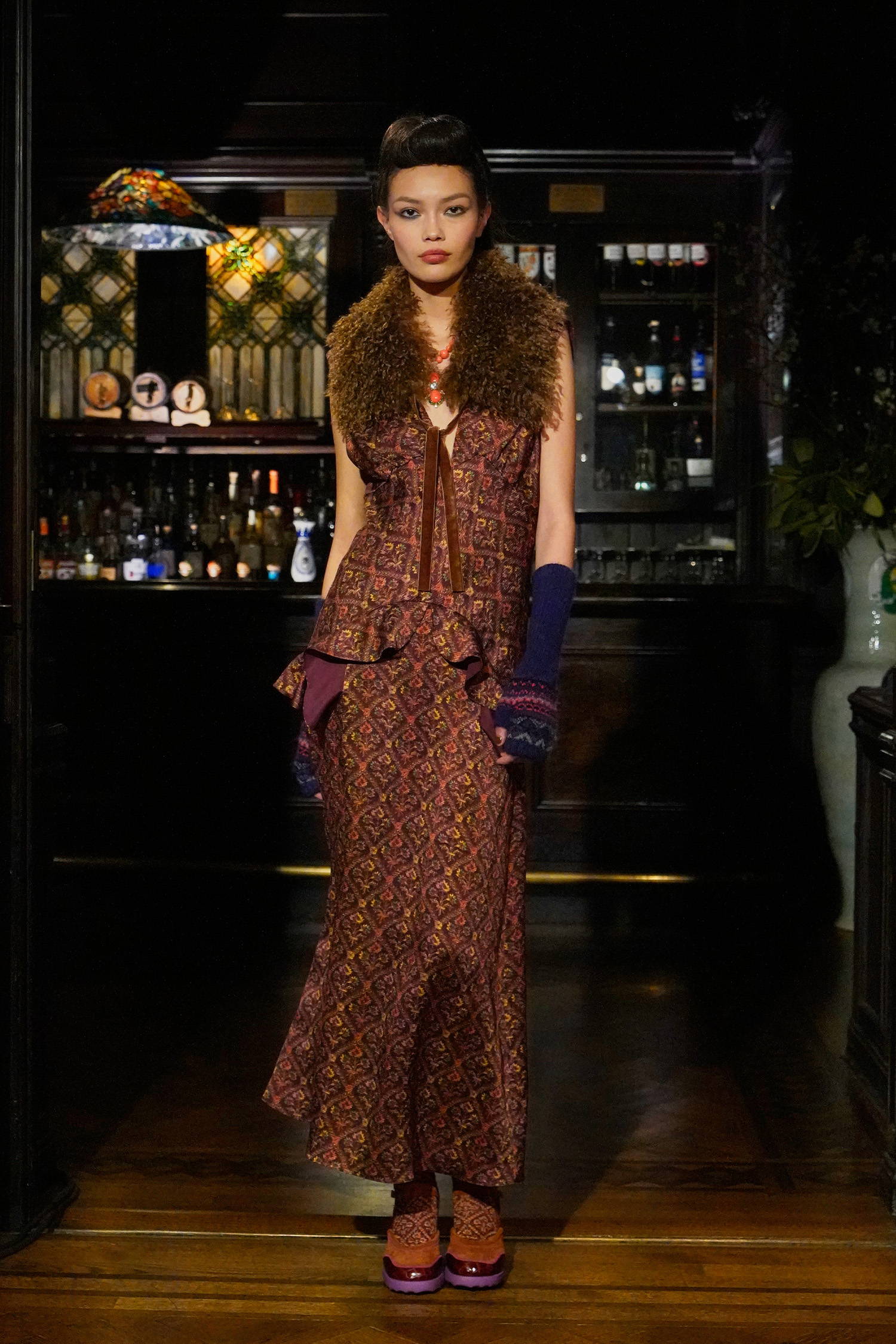 ANNA SUI フード付きファーコート 黒と紫のグラデーション ANNA SUI jouetie メッシュフィットトップス PURPLE 22FA-I